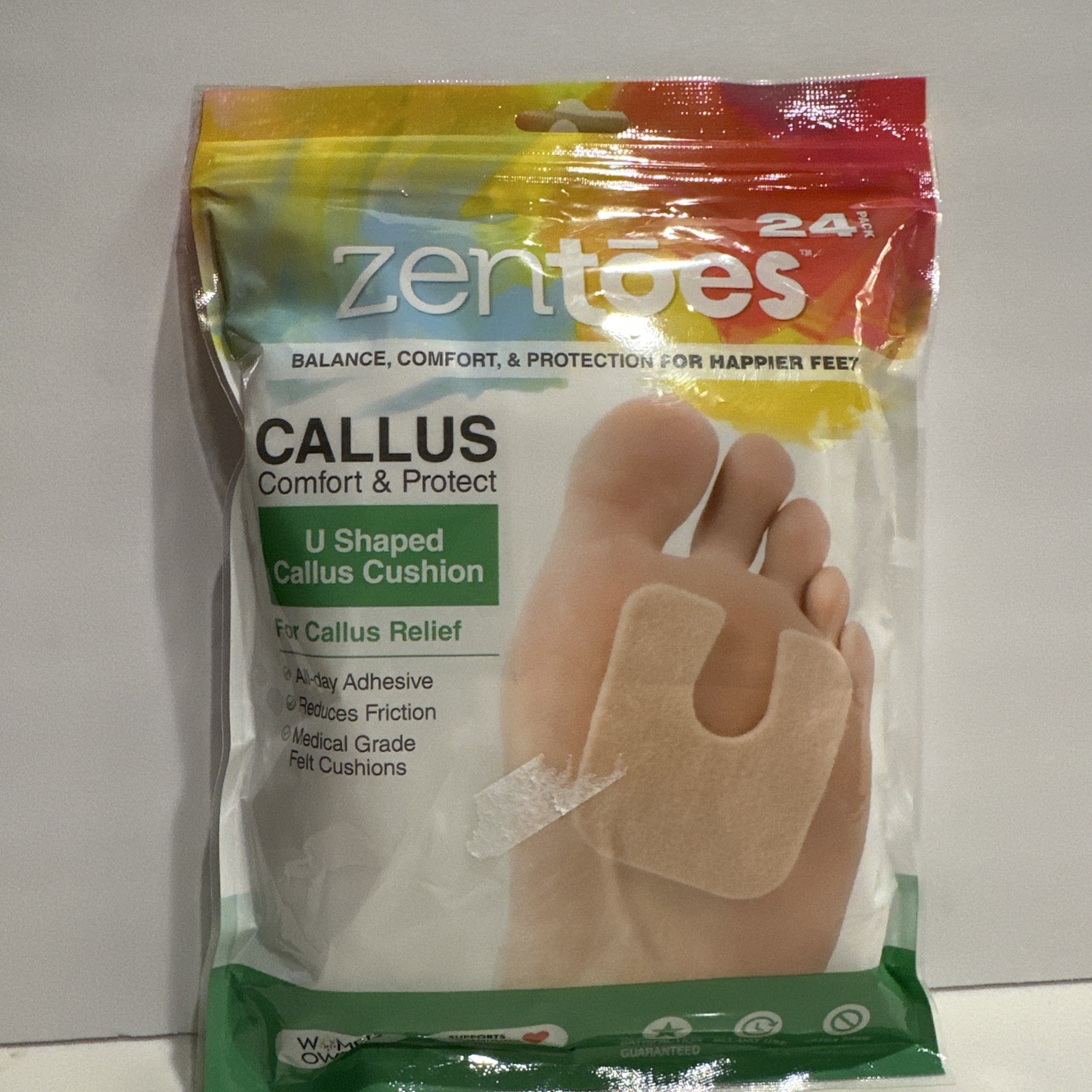 Zentoes Callus Comfort & Protect U Shaped Callus Cushion 24 Pack New & Sealed