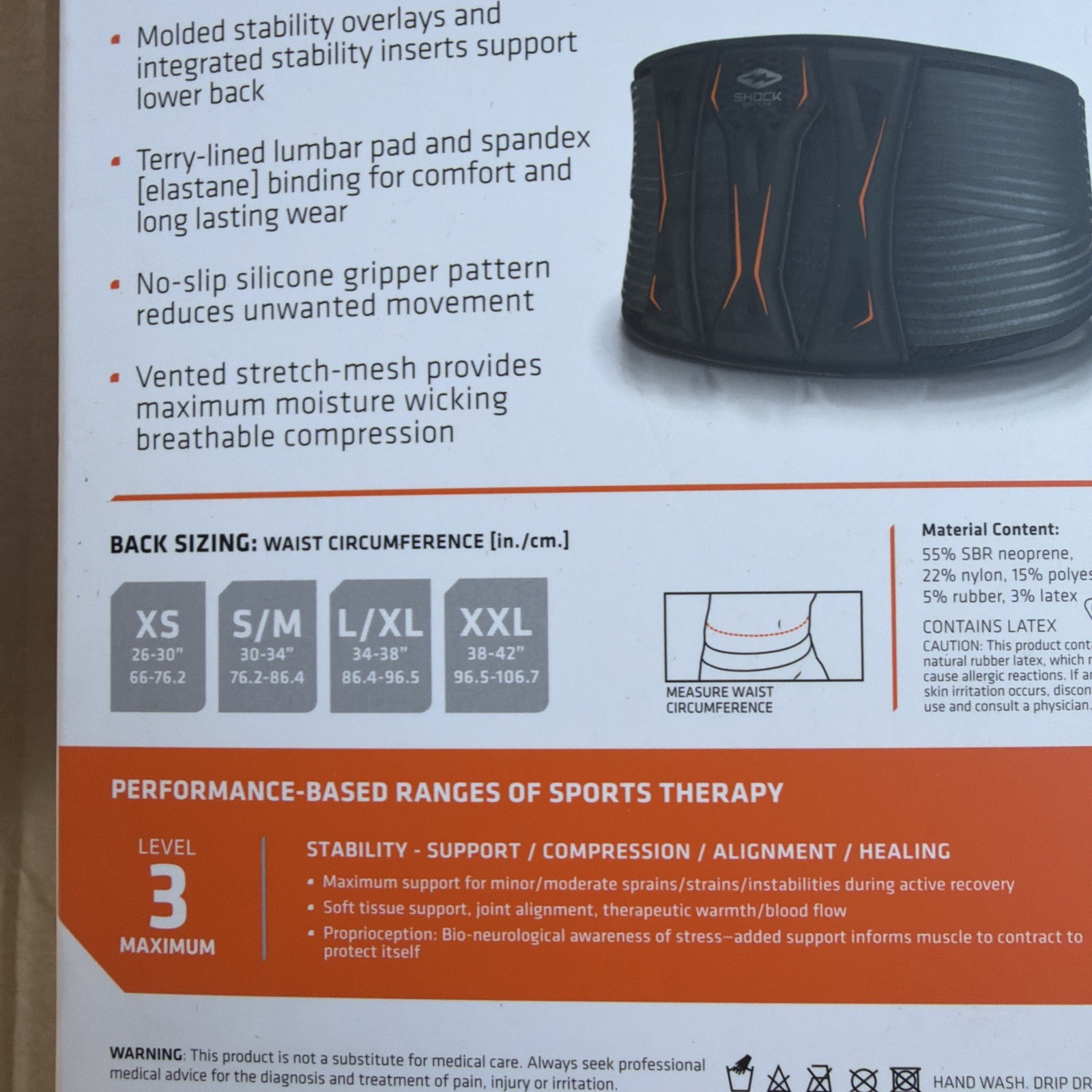 New! Shock doctor ultra back support level three size L/XL 34–38
