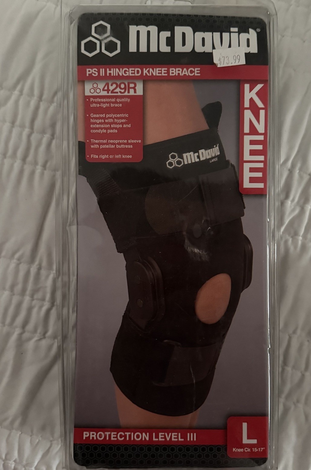 NEW McDavid PS II Hinged Knee Stabilizer Brace Support 429R Large L ( LEVEL 3)