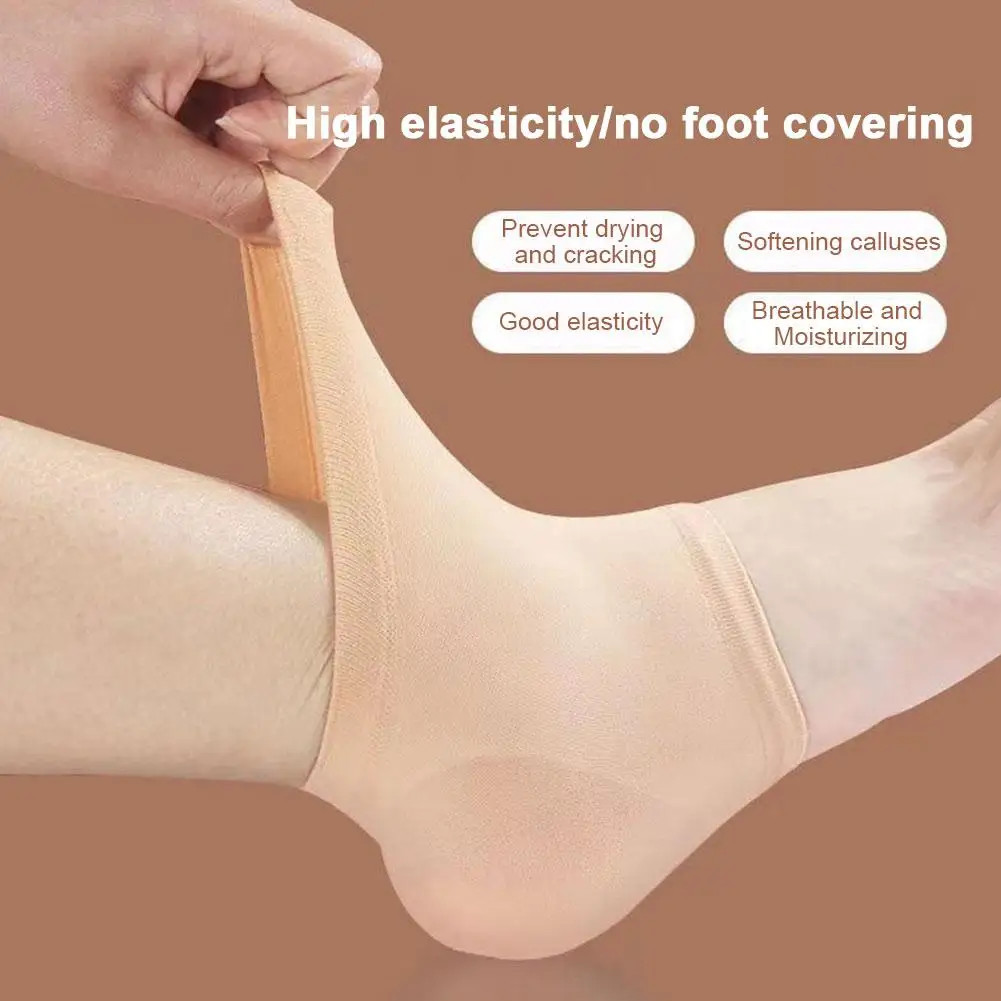 2Pcs Heel Protector Silicone Heel Moisturizing Socks Anti-Crack Protective Cover
