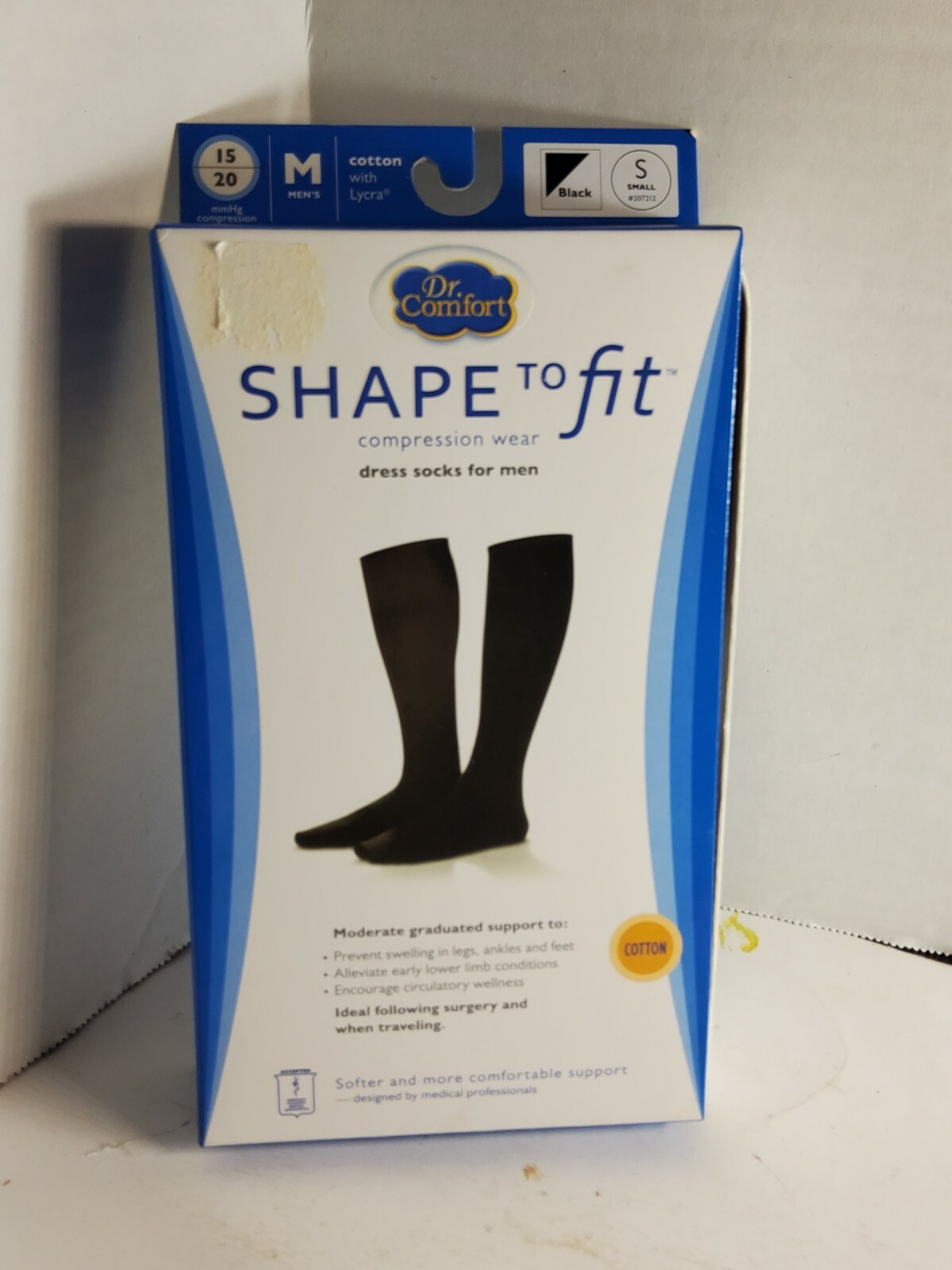 Dr. Comfort Mens 15-20 mmhg Shape to Fit Compression Dress Socks – Small – Black