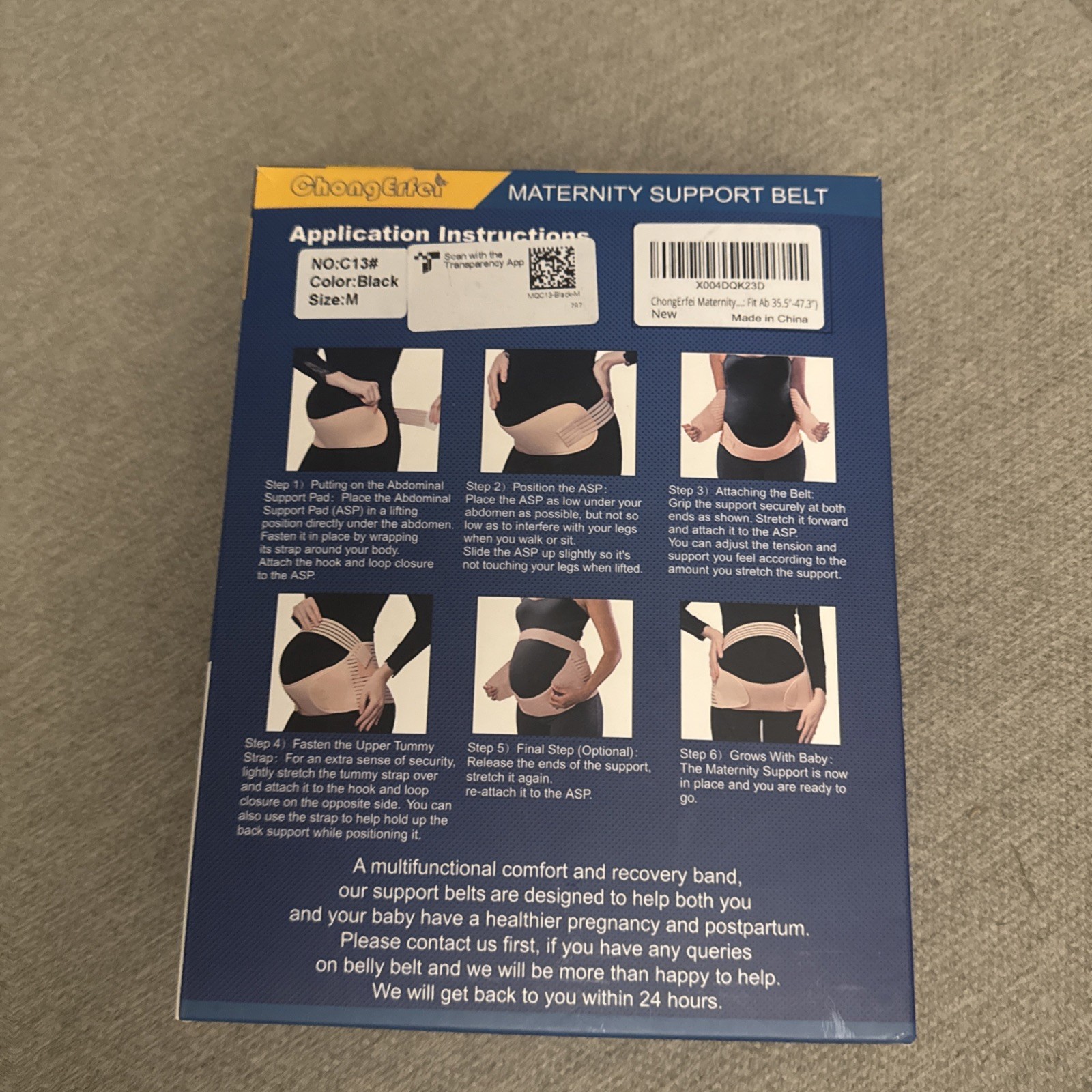 Chong Erfer Maternity Support Belt BLACK MEDIUM #C13