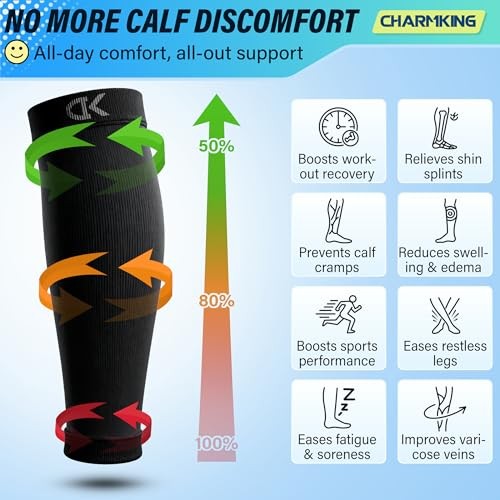 Calf Compression Sleeve for Women & Men Small-Medium 03 Black/White/Beige