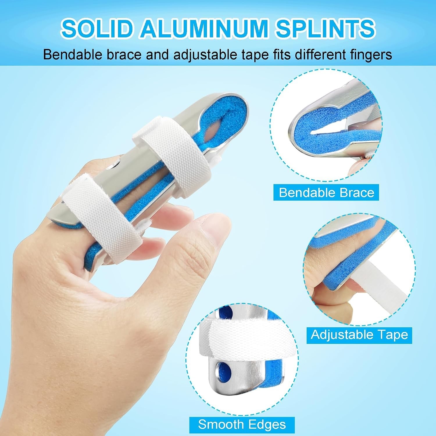 Finger Splint, Adjustable Aluminum Support for Mallet Finger, Finger Fracture…