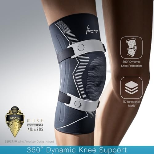 Knee Brace Compression Support with Side Stabilizers, Patella Pad & Straps XXL