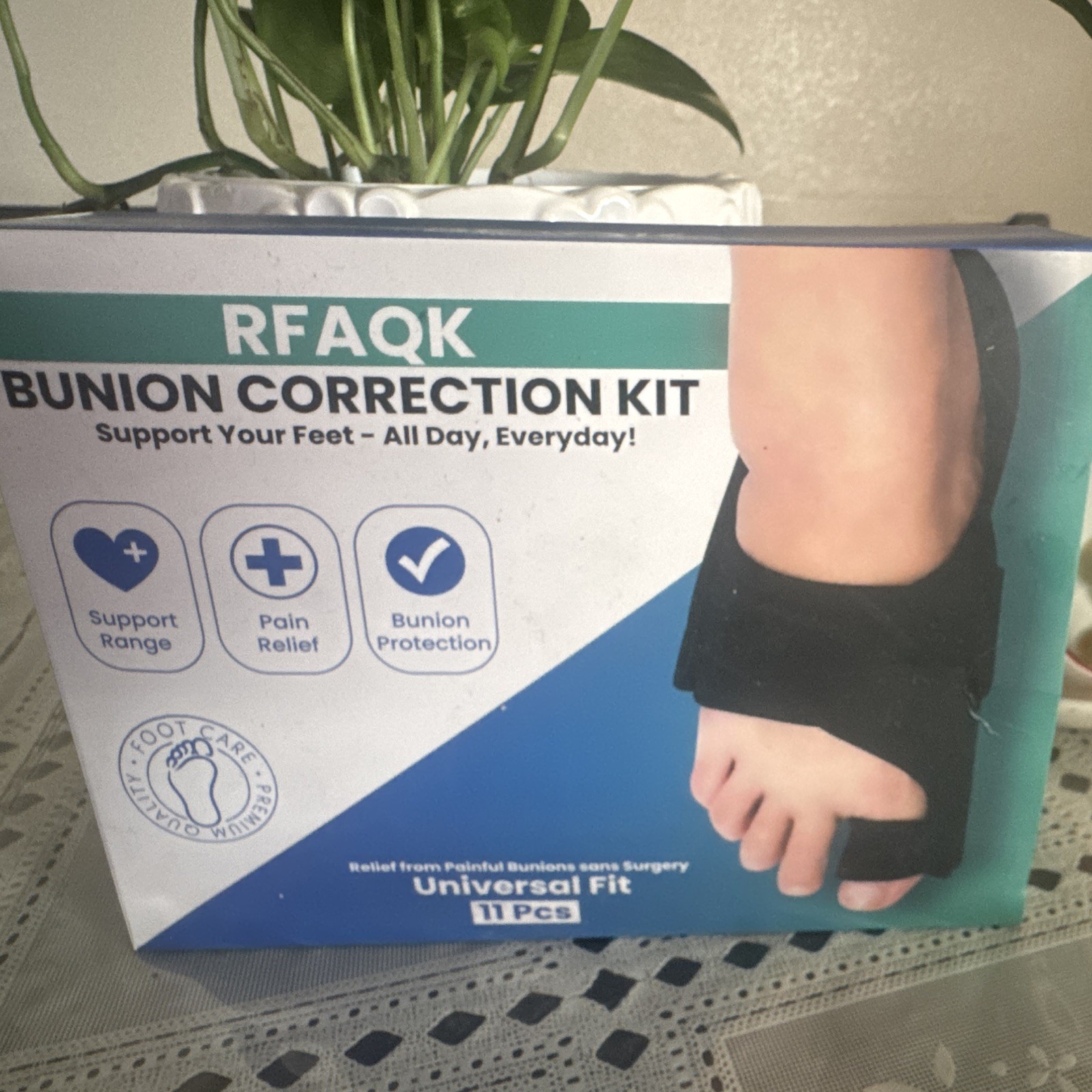 RFAQK Orthopedic Bunion Corrector Kit 11pcs Universal Fit Black Foot Pain Relief