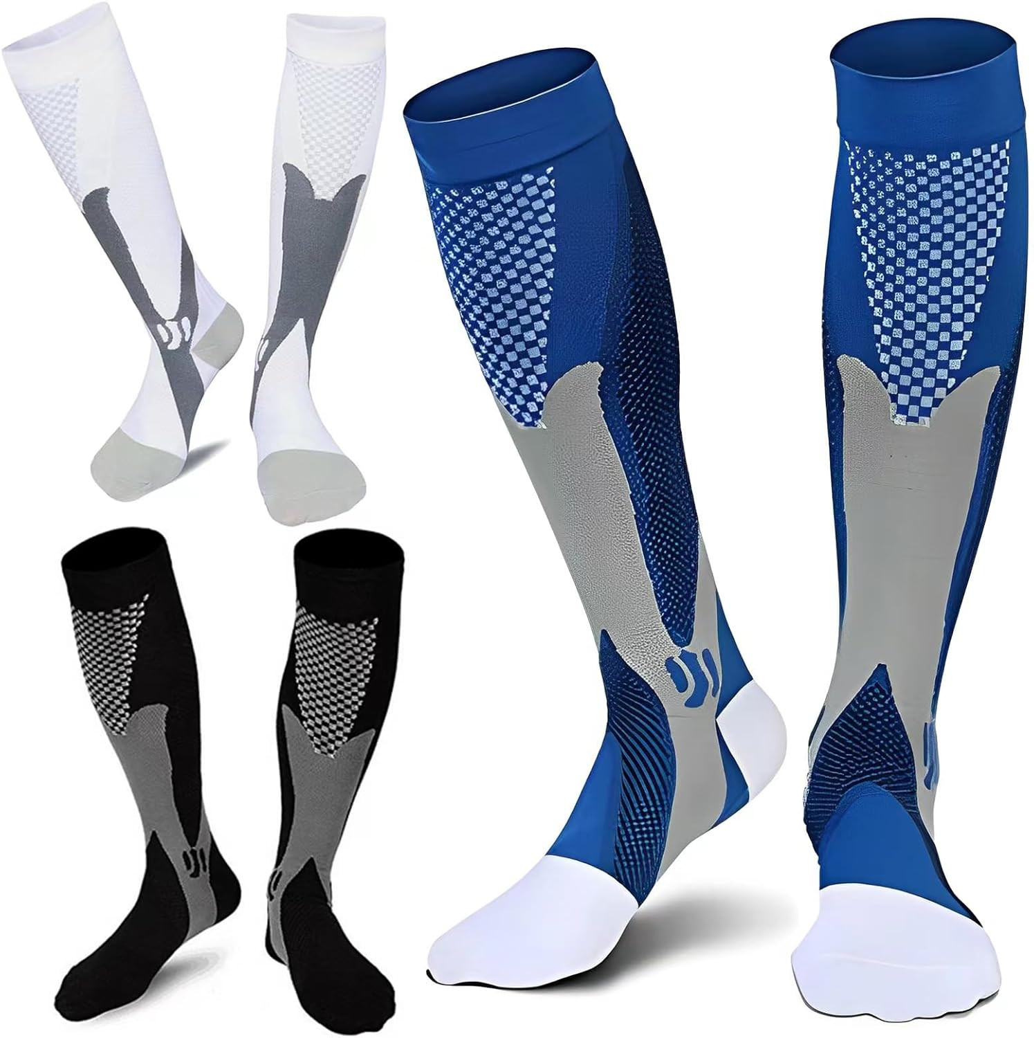 3 Pair Sport Compression Socks Men Women, Compression Stocking Nurse Socks for E