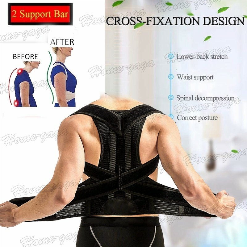 US Posture Corrector Brace Belt Lower Upper Back Pain Relief[Black (Full Back)]