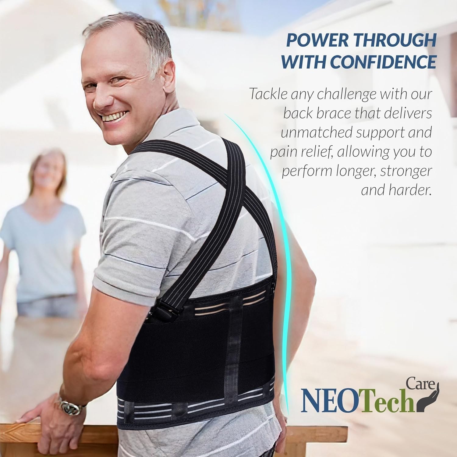 Ergonomic Back Brace with Four Support Stays – Ideal for Pain Relief and Safety