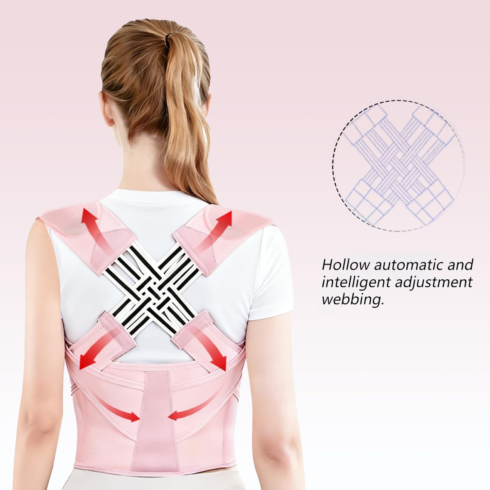 ZEYOHUAN Back Brace Posture Corrector for Women, Pink, Sizs XL, X-Large, Pink