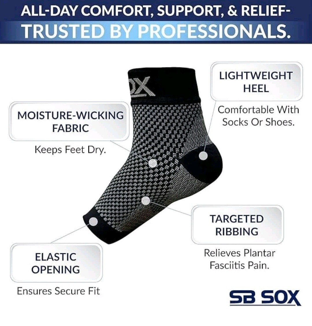 Lot of 2 SB SOX Plantar Fasciitis Compression Socks Arch Support Low Cut MEDIUM