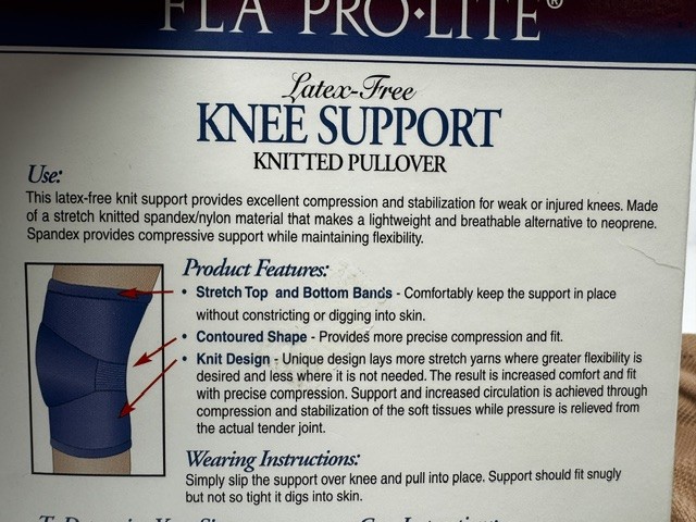 FLA Latex-Free Knee Support Knitted Pullover (Beige) Large
