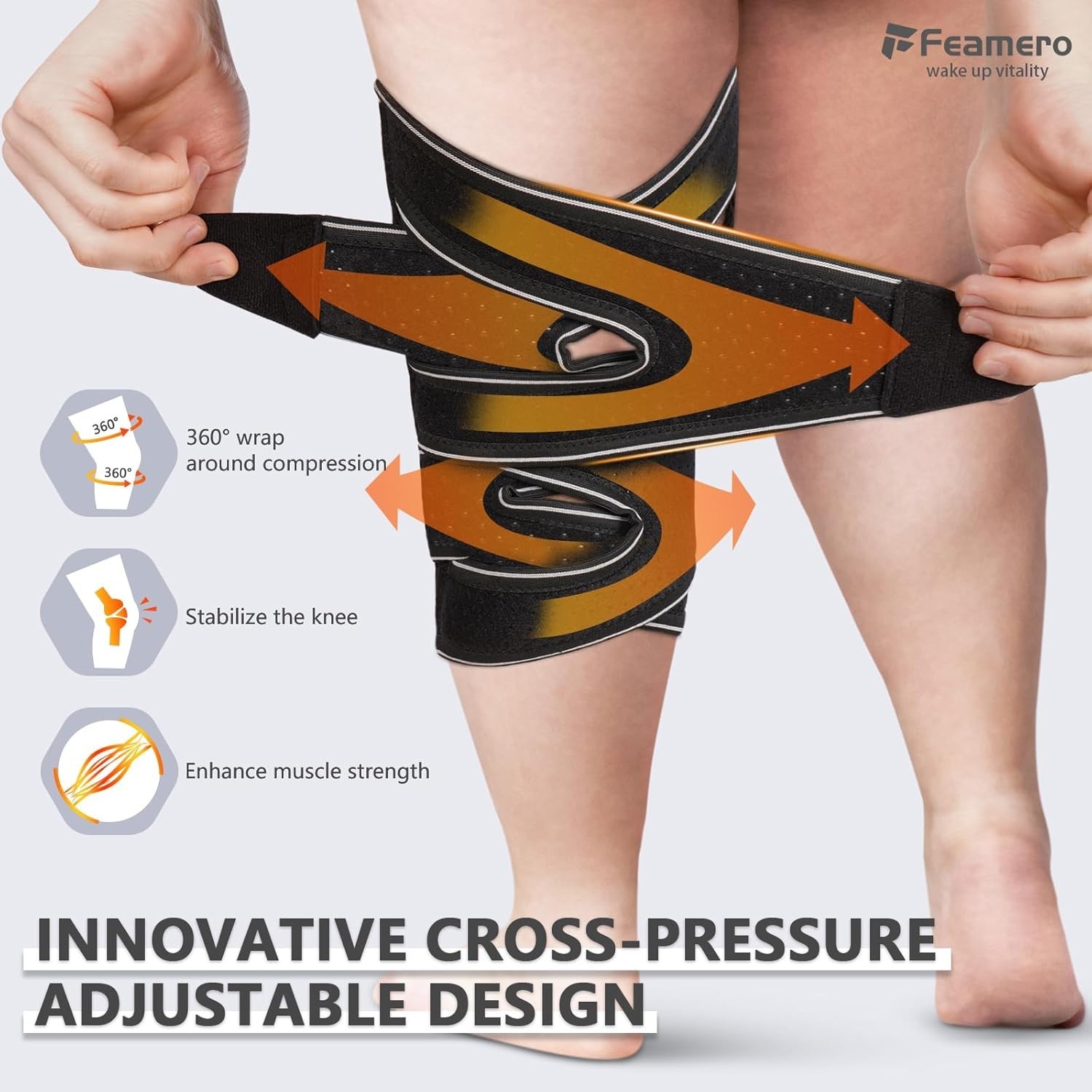 Plus Size Knee Brace for Women and Men, Innovative Cross-Pressure Adjustable …