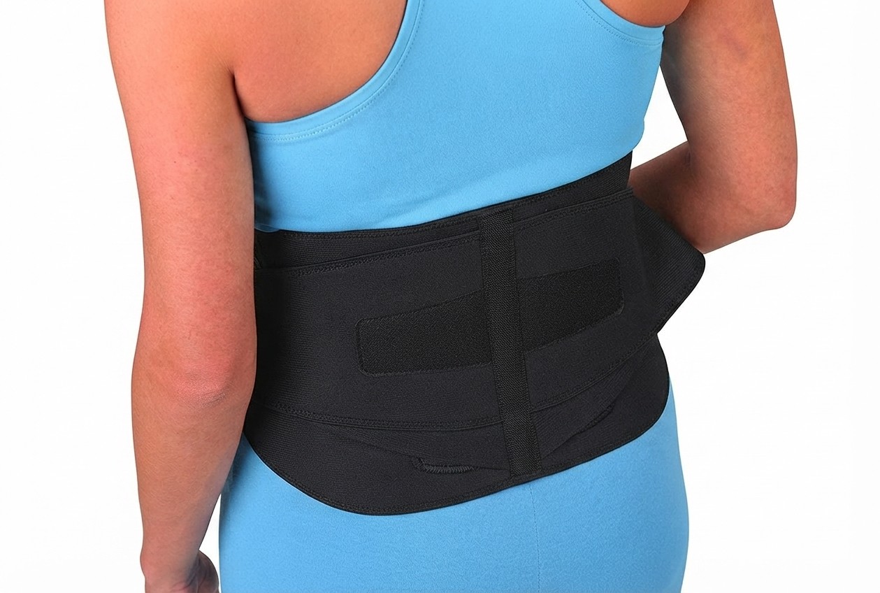 Sports Medicine Lumbar Back Brace with Removable Pad Regular Size Black