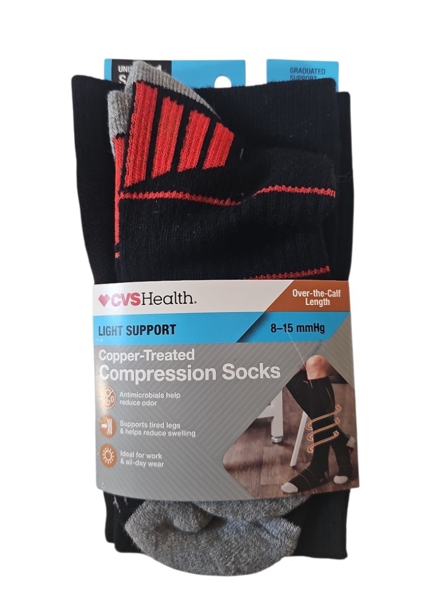 Copper Compression Socks 8-15 mmHg Over-the-calf Light Support S/M CVS