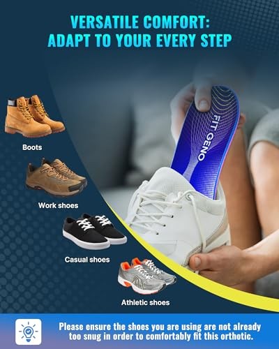 FIT GENO HIGH ARCH SUPPORT PLANTAR FASCIITIS INSOLES: HEAVY DUTY SHOE – 9 WOMENS