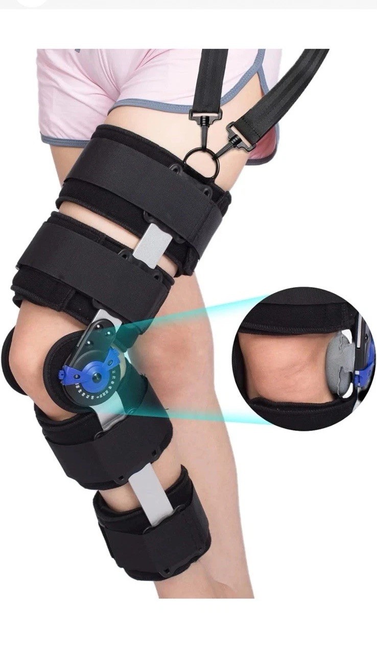Adjustable Hinged ROM Knee Brace with Stabilizers for Post-Op Support