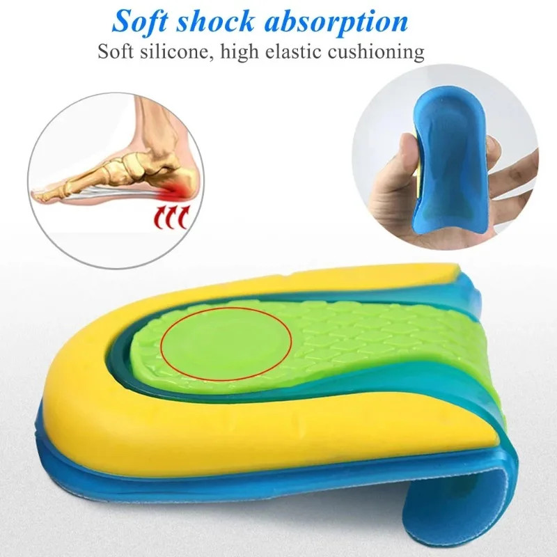 1 Pair U-Shaped Half Heel Insole Cushion Soft Silicone Gel Inserts for Shoes Com