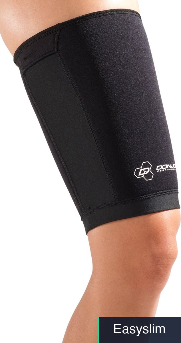 Thigh Compression Sleeve, Neoprene, Black, Medium, Reflective, Universal