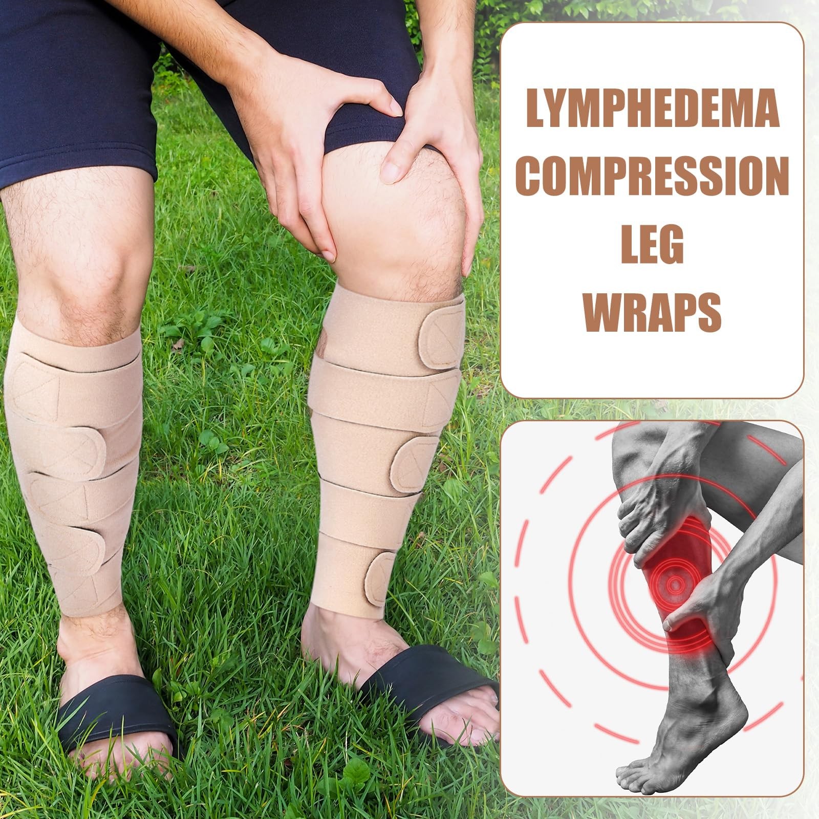 2 Pcs Lymphedema Compression Leg Wraps Adjustable Lower Leg Cover up Medical …