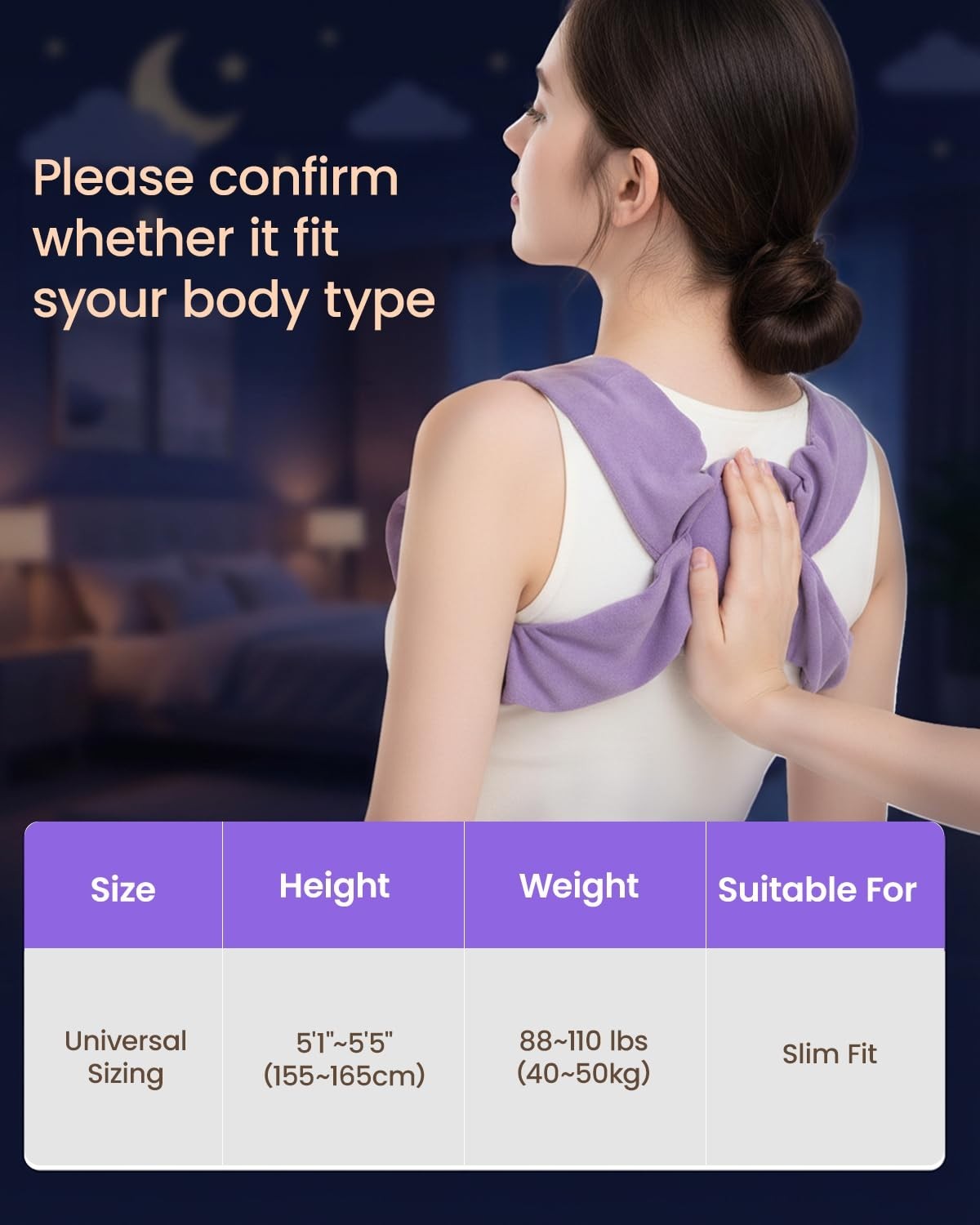 Lightweight Lavender Back Brace for Sleeping – Enhanced Comfort & Spine Support