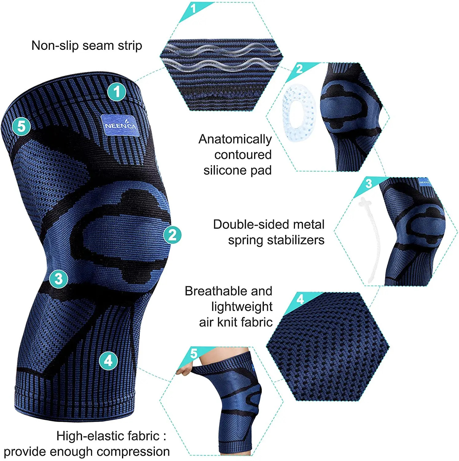 Knee Brace Support Side Stabilizers Patella Gel Compression Meniscus Injury