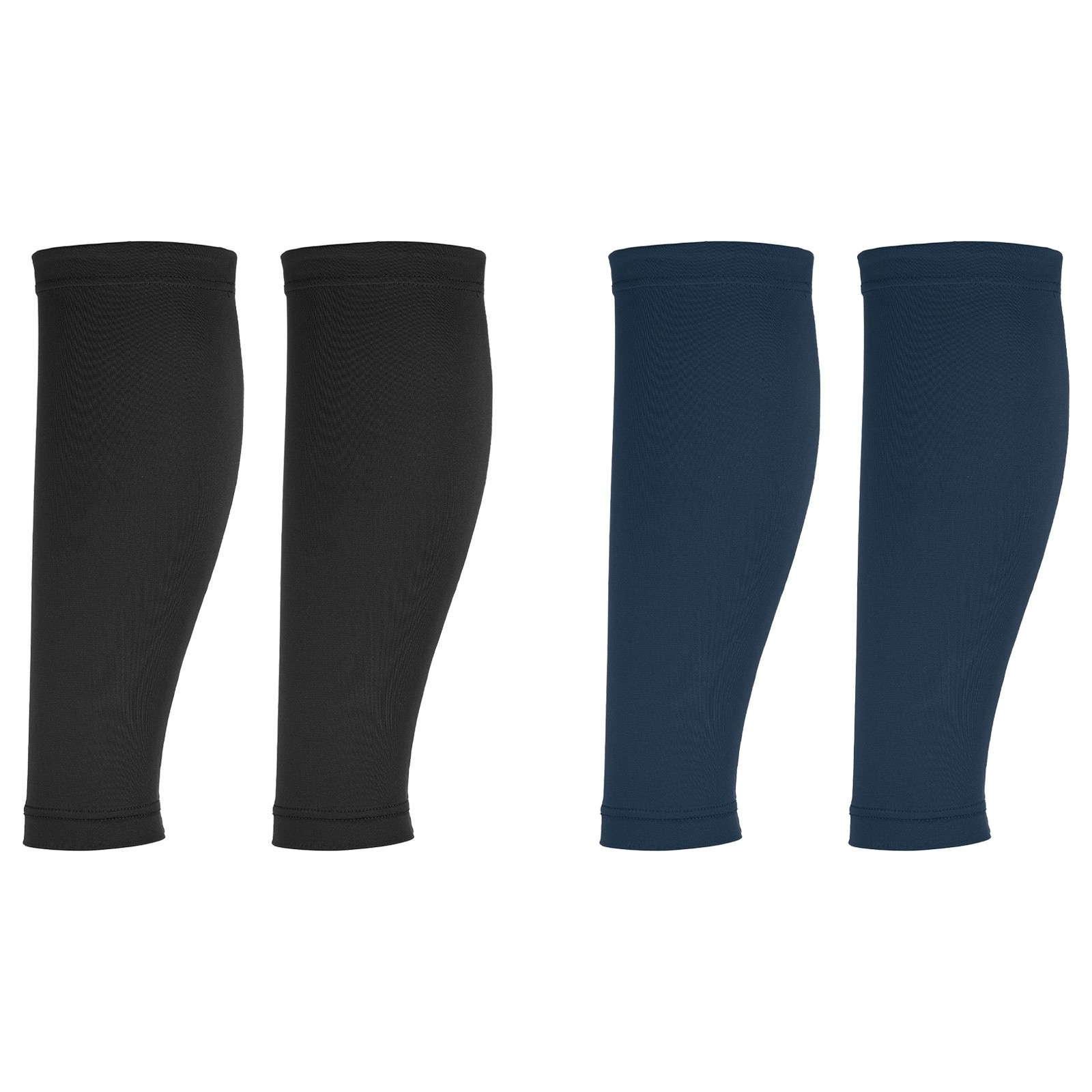 2Pair Sun Protection Leg Sleeves with Anti-slip Silicone Strips, Black/Navy
