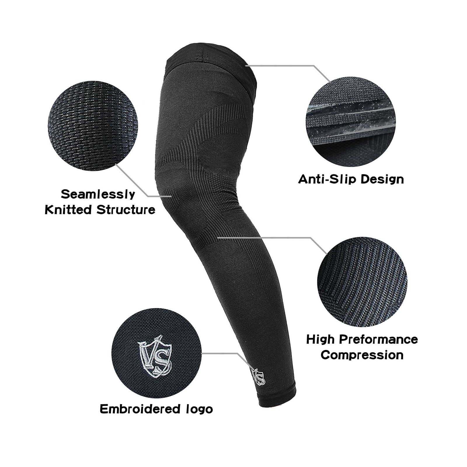 Vital Salveo -Germanium Recovery Compression Sports Full Leg Sleeve Length Th…