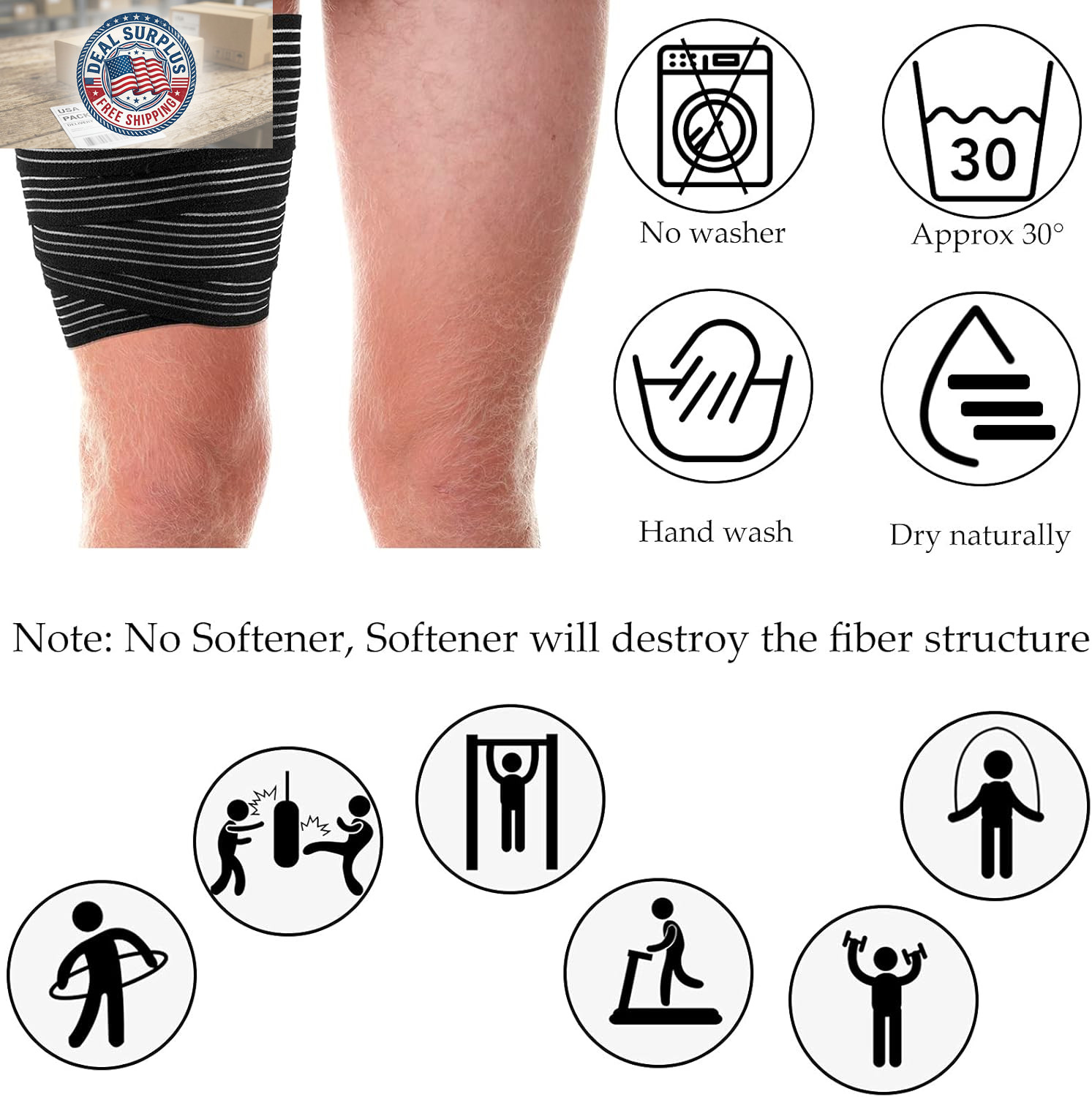 Compression Bandage Wraps for Leg, Elastic Calf Compression Sleeve Ankle Support