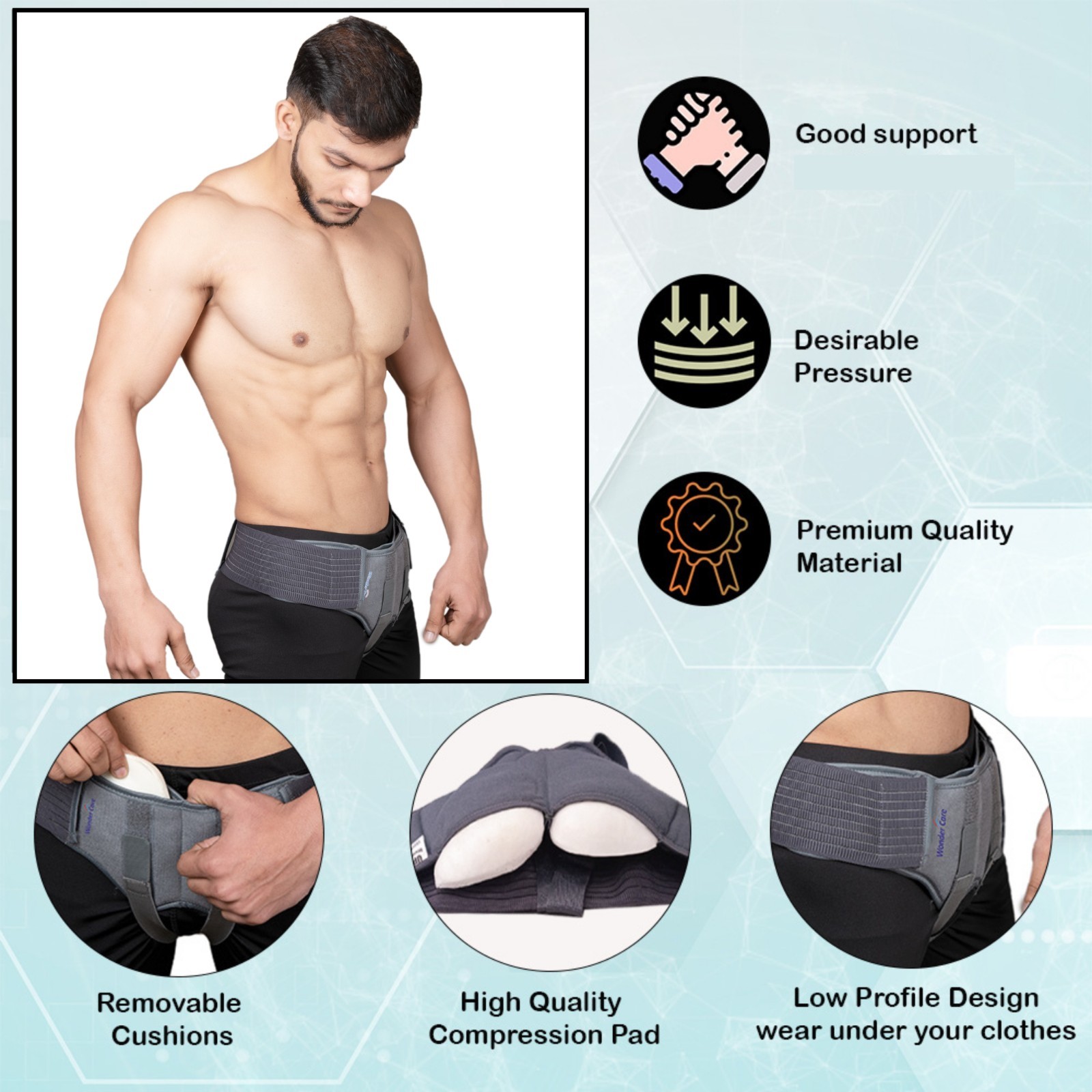Inguinal Hernia Support post-surgery pain relief Truss Brace Compression pad two