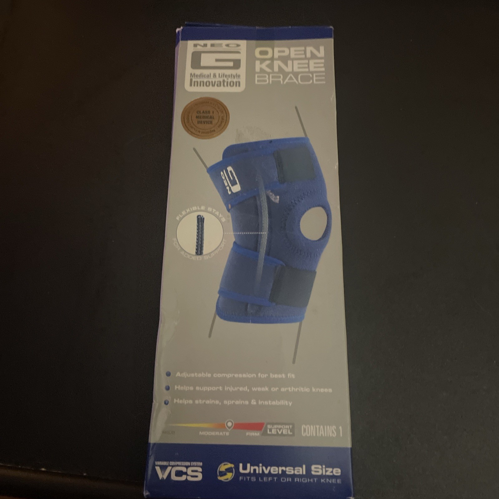Neo-G Open Knee Brace Moderate Support Level OSFM Left/Right Knee Open Box