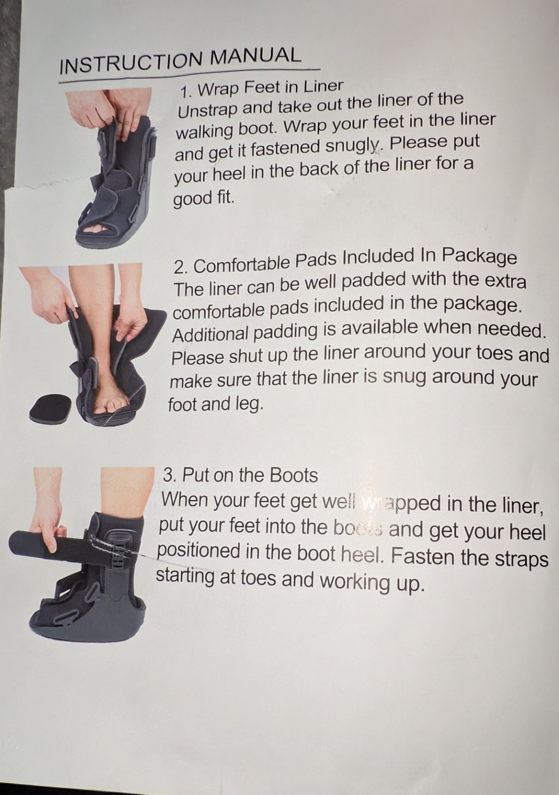 Walking Fracture Boot Short Protective Boot Fits Left or Right Foot Medium Black