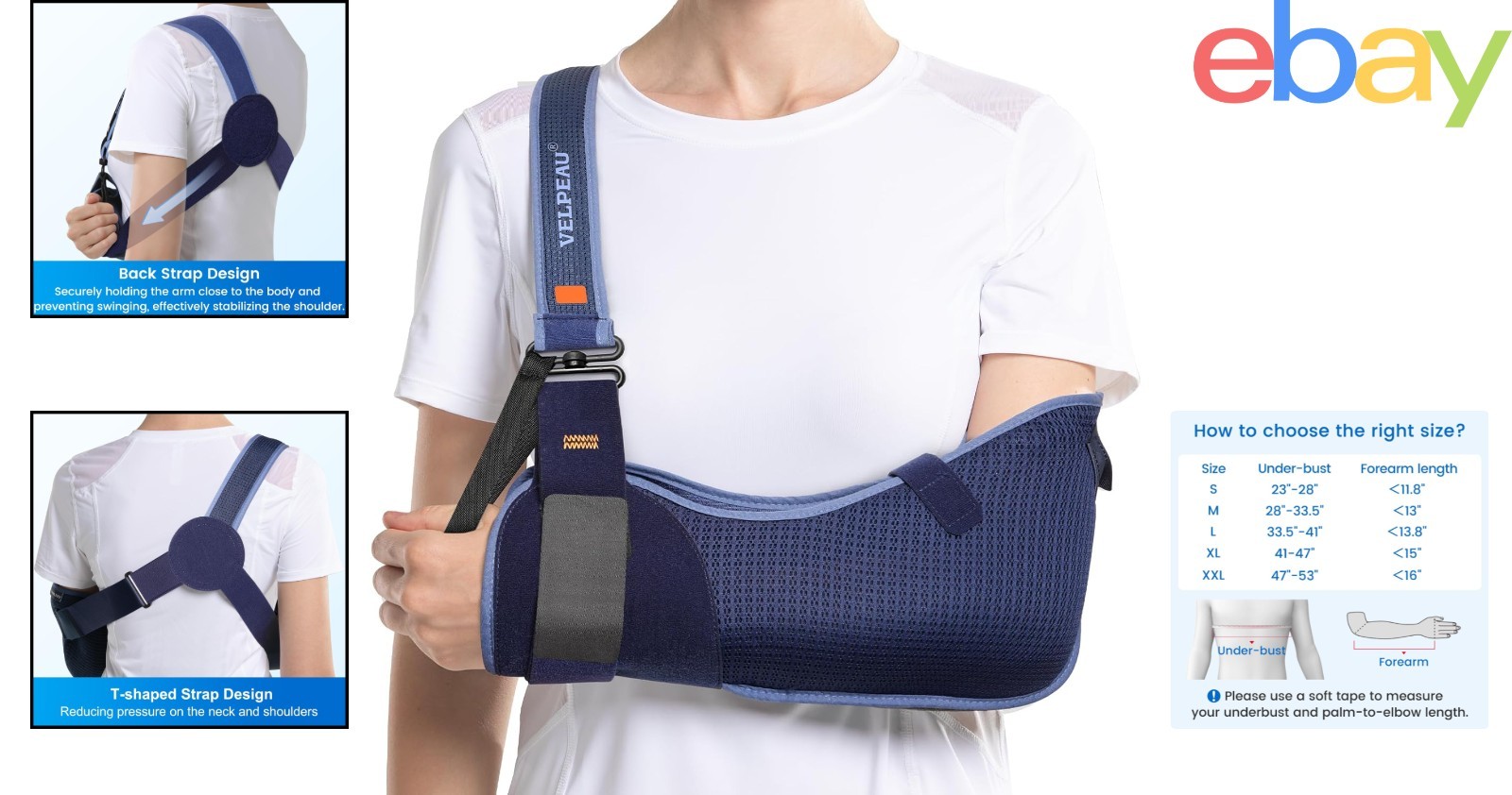 T-Shaped Design Arm Sling for Comfortable Support of Shoulder and Collar Bone