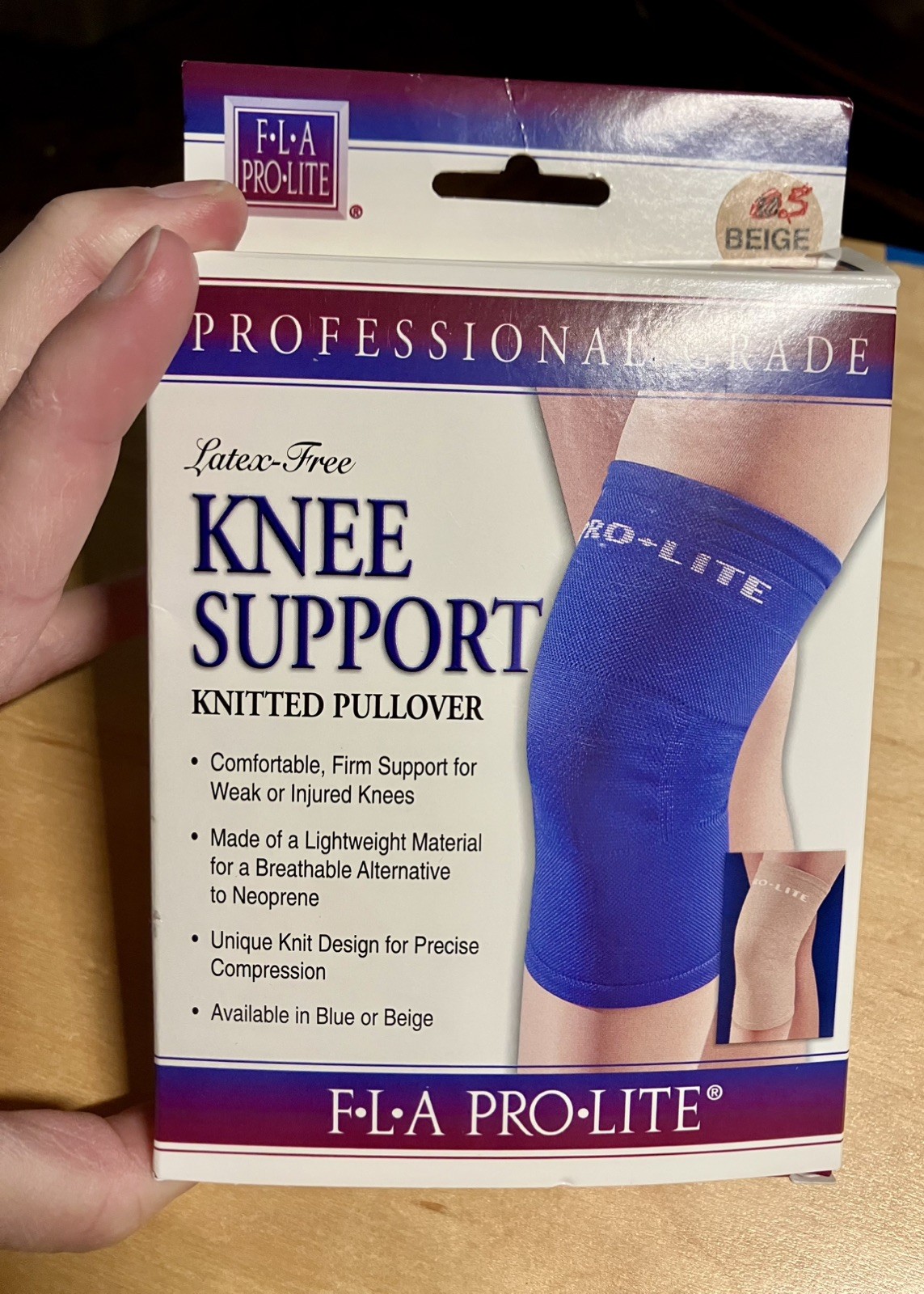 FLA Small Pro-Lite Knee Support Knitted Pullover Beige 12.5-14” NEW