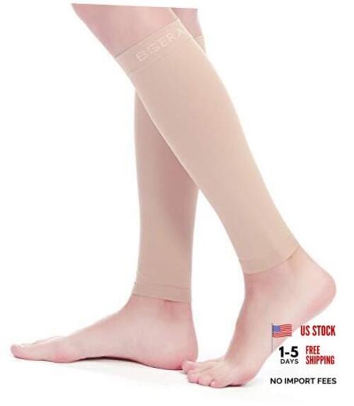 BSERA Calf Compression Sleeve Women, X-Large (Calf 18″-19.5″) Skin/Nude 2 Pairs