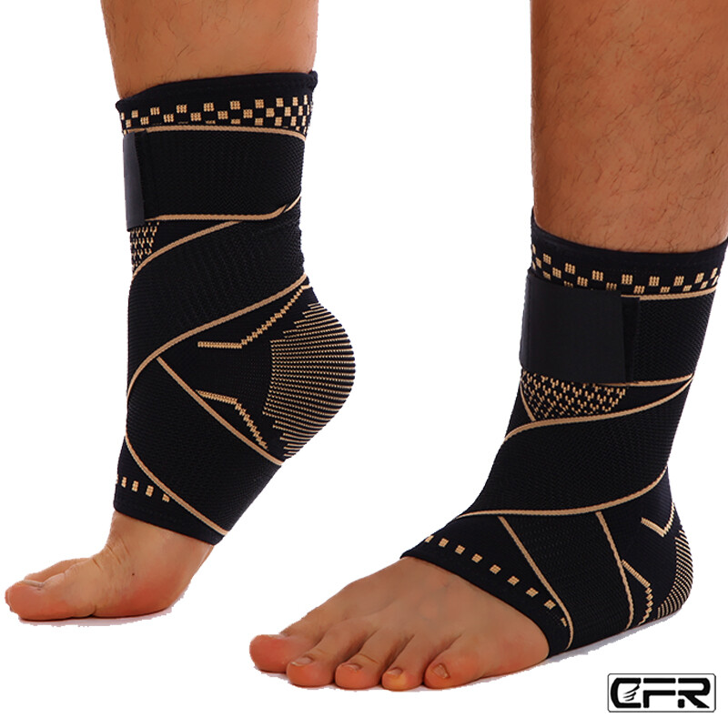 Copper Ankle Support Brace Compression Sleeve Plantar Fasciitis Foot Wrap Relief