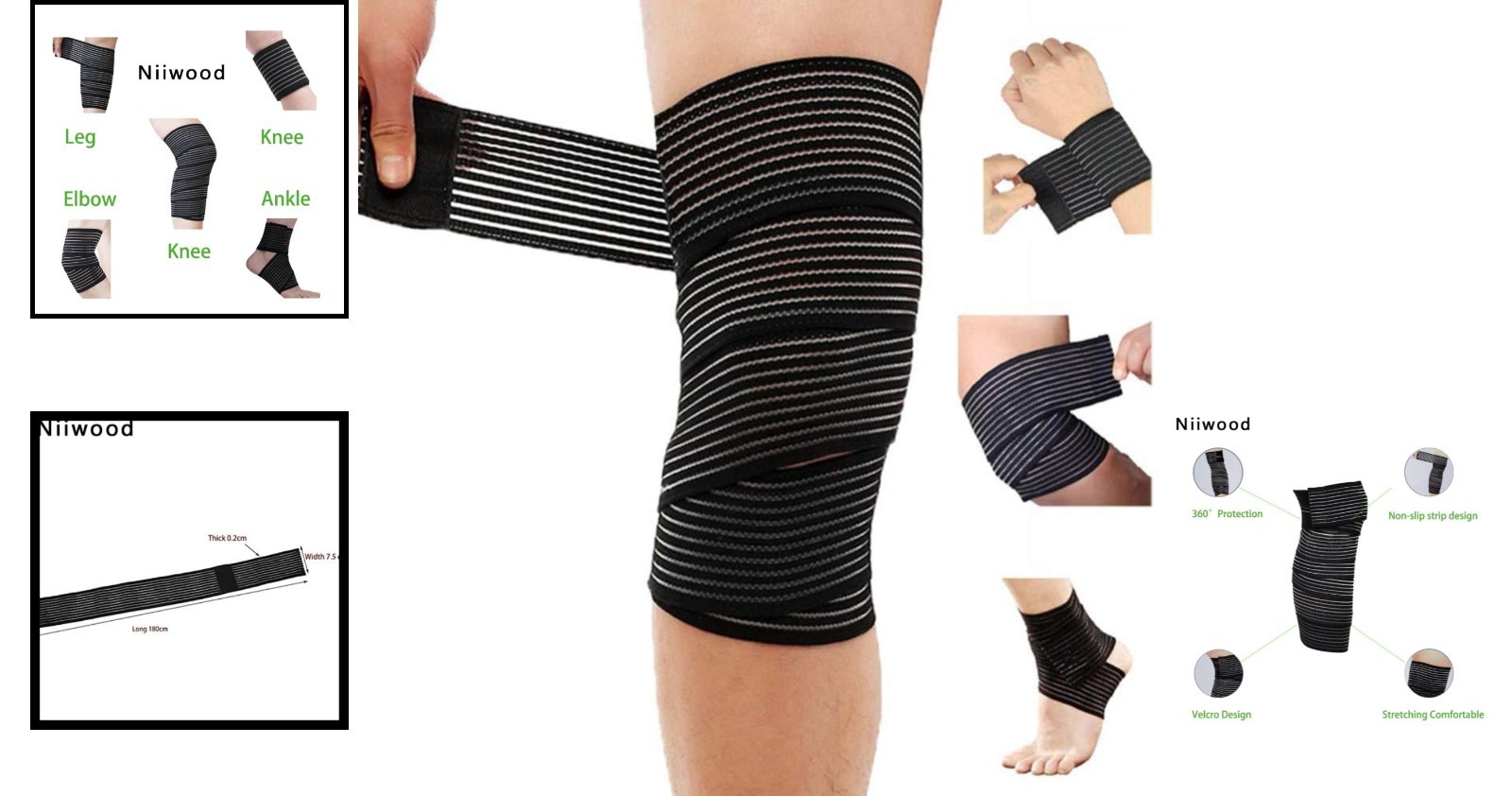 Multi-Functional Knee Brace: Extra Long Compression Wrap for Pain & Stability