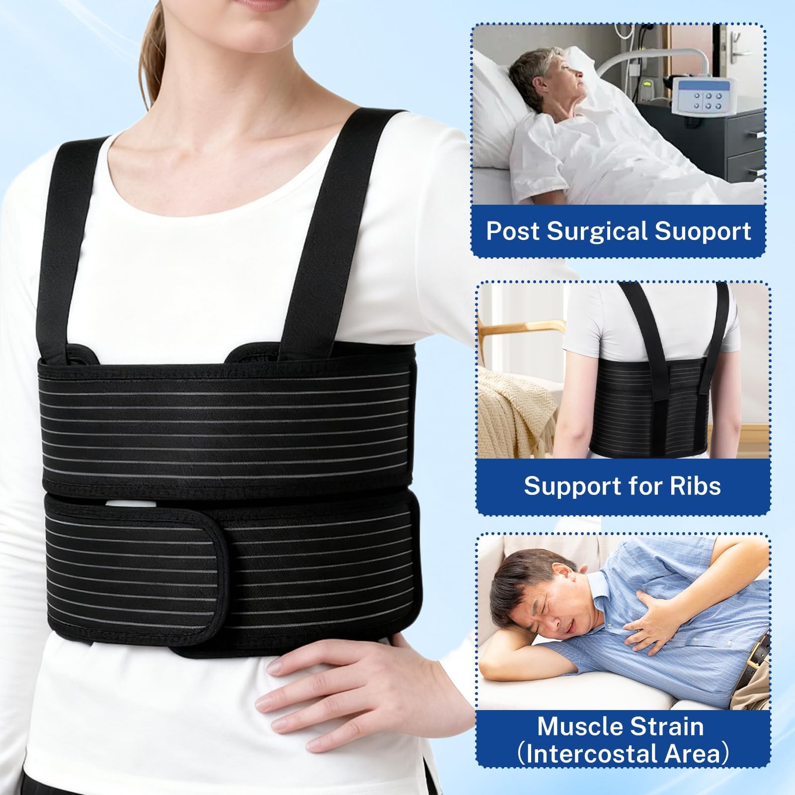 Rib Injury Chest Binder Brace for Cracked Ribs – Rib Support Brace for Women …