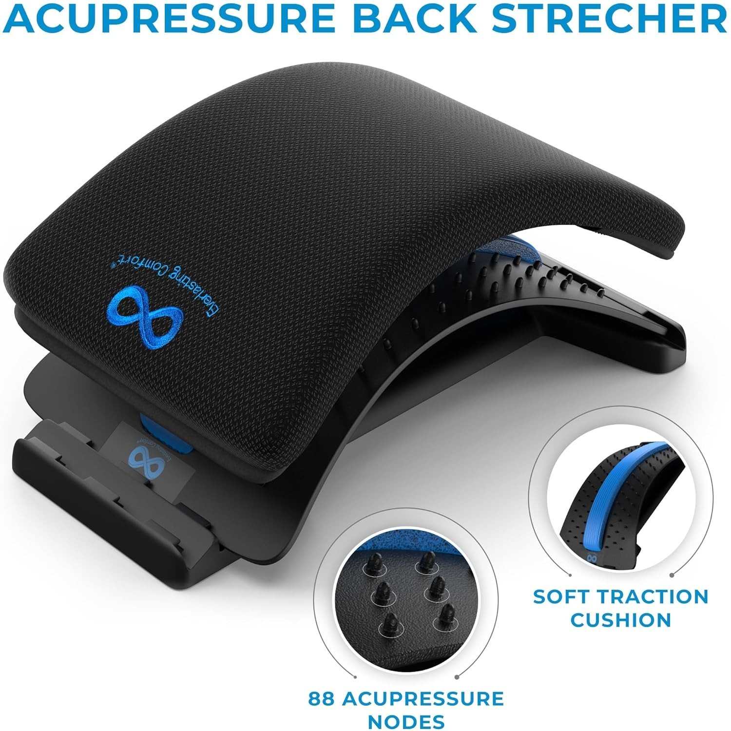 Everlasting Comfort Back Stretcher for Lower Back Pain Relief – Adjustable Spine