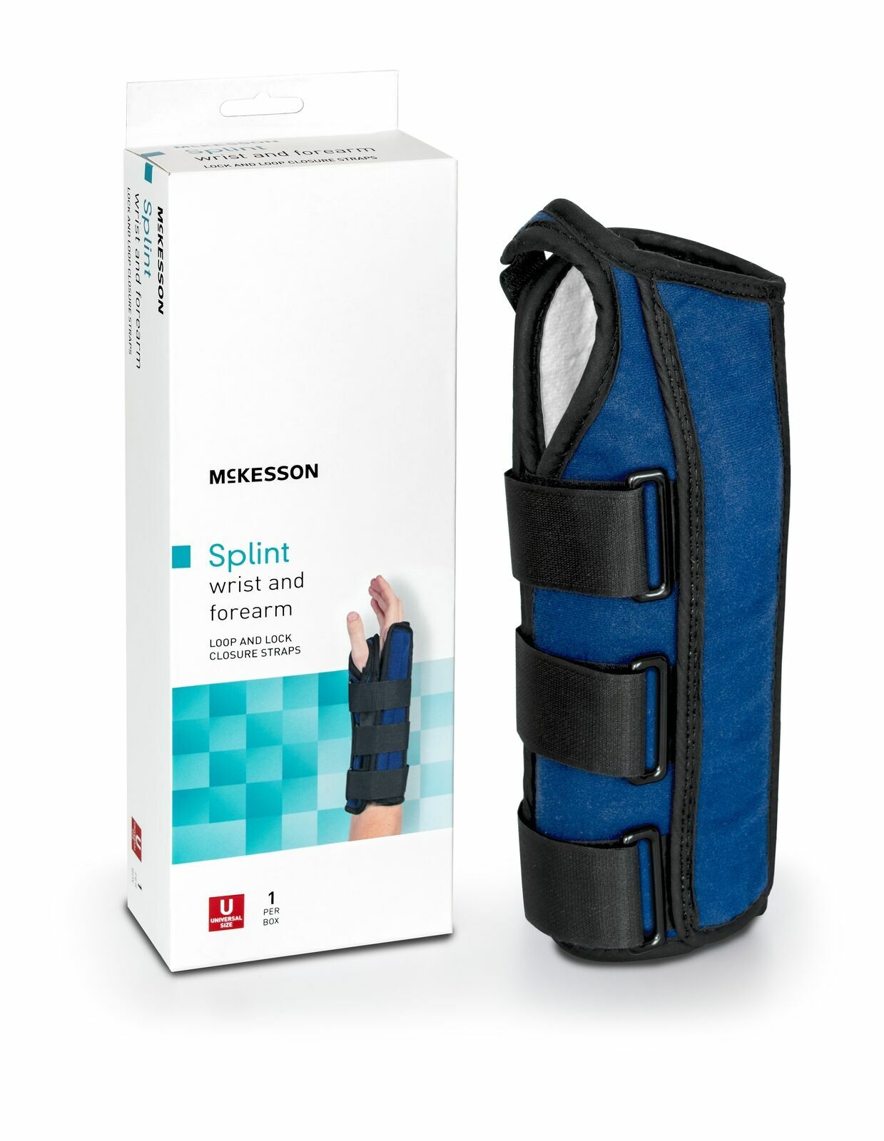 McKesson Hook and Loop Strap Wrist / Forearm Brace for Left Hand 155-79-87060