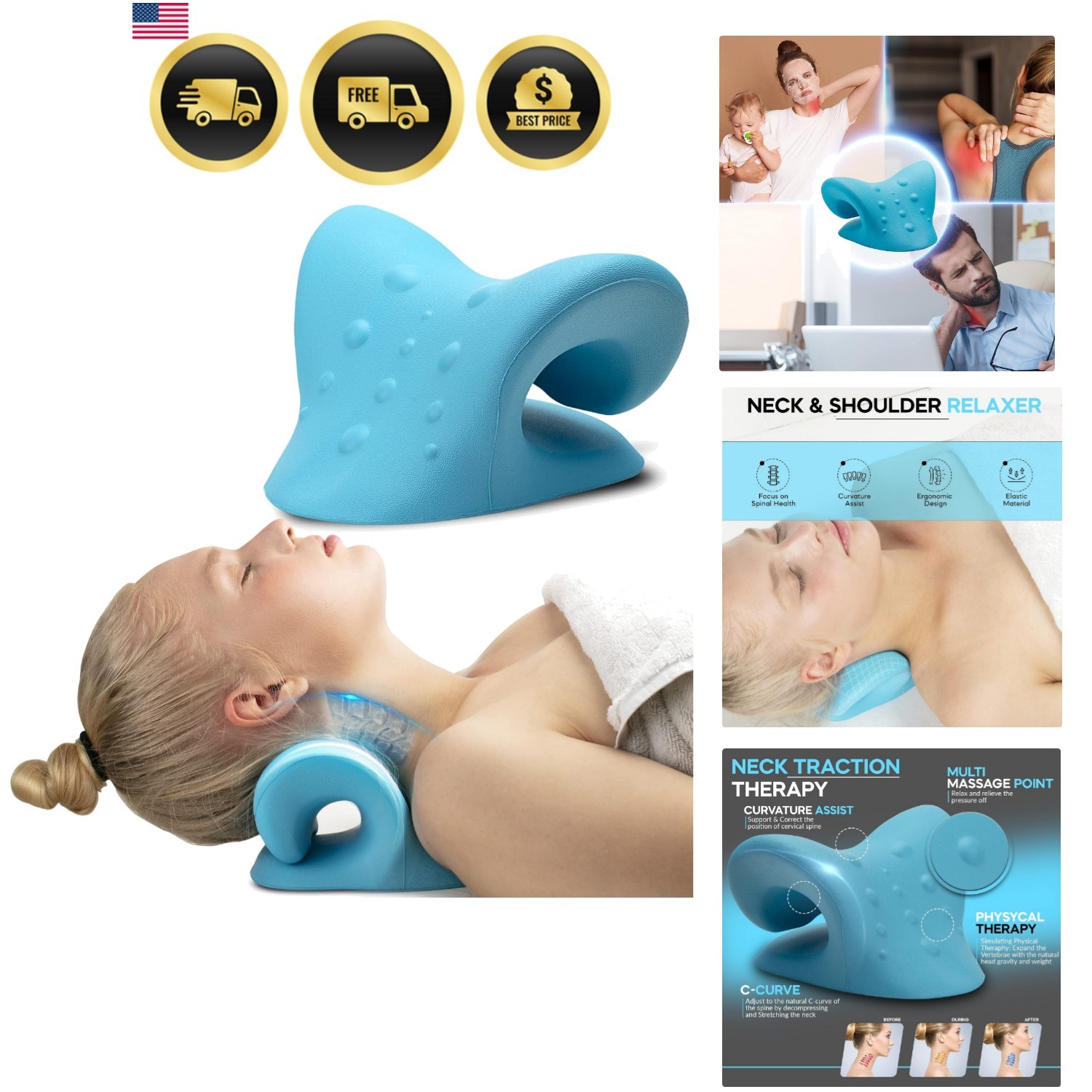 iBWYM Neck Stretcher Cervical Traction Device for Neck and Shoulder Pain Reli…