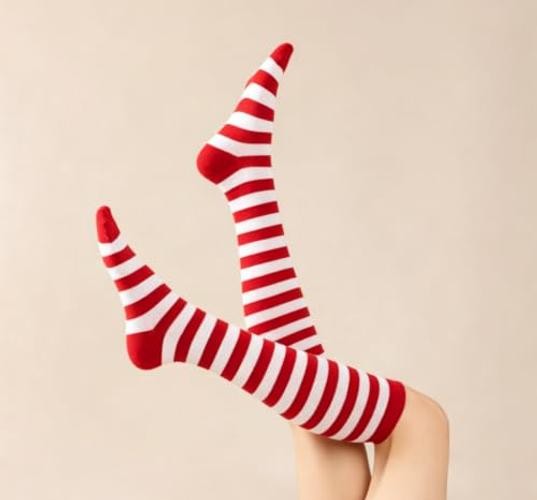 Knee High Socks for Women Men Bright Red