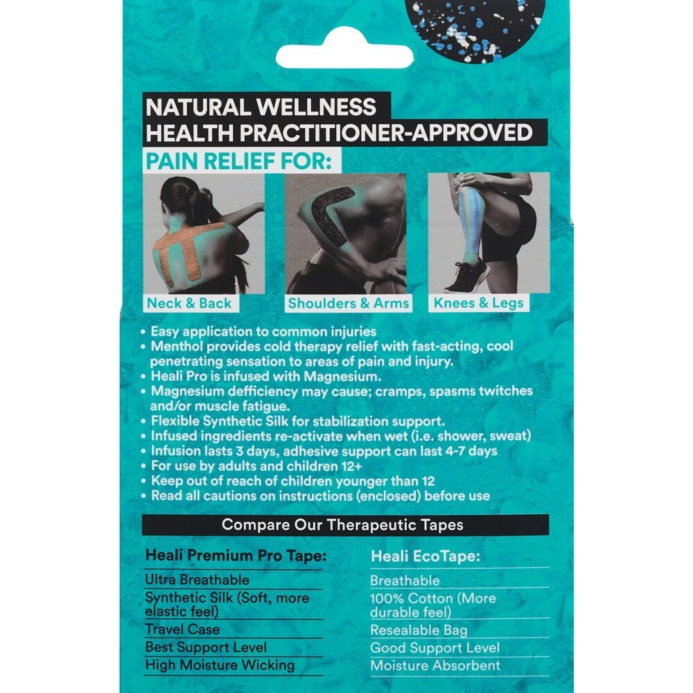 2 PACK Heali Pro Tape Infused with Magnesium & Menthol, Blue