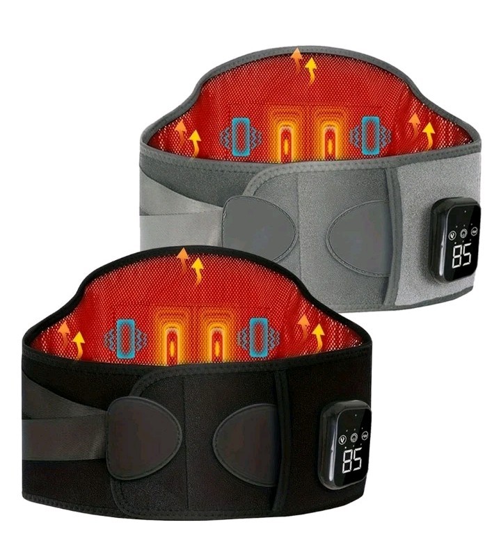 Cordless Heated Back Brace Massager Vibration Wrap Lumbar Support Belt Massage