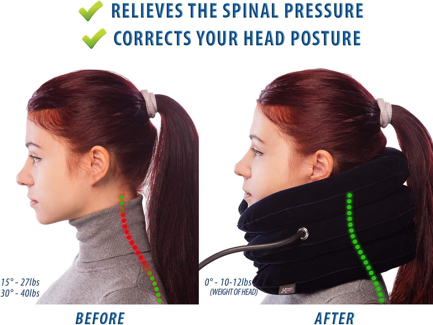 Adjustable Neck Traction Device Inflatable Cervical Pillow For Pain Relief