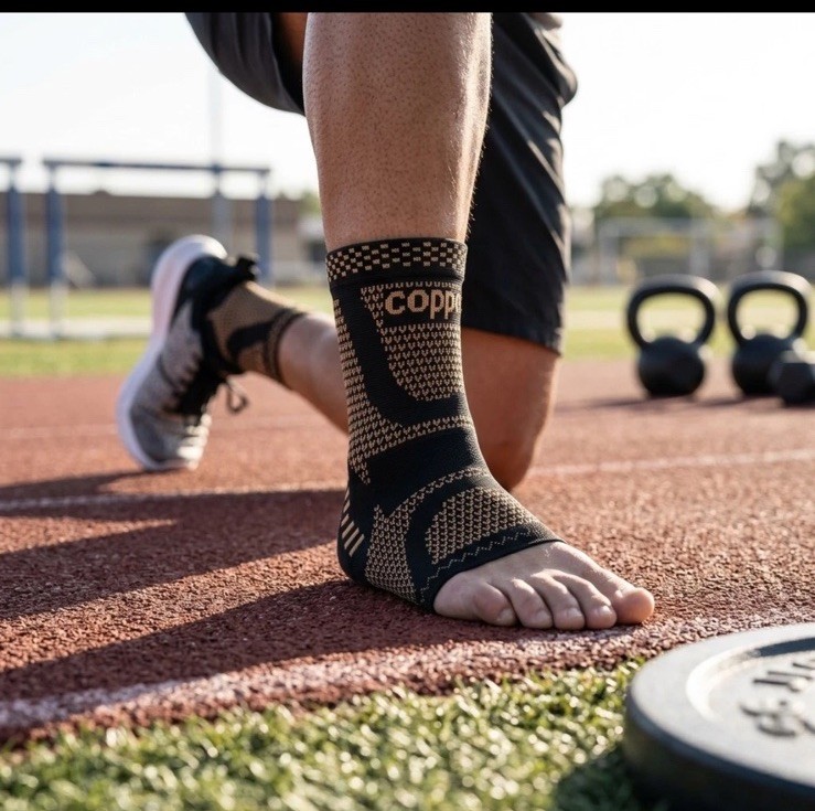 1pcs Adjustable Copper Infused Ankle Support Compression Sleeve for Sports