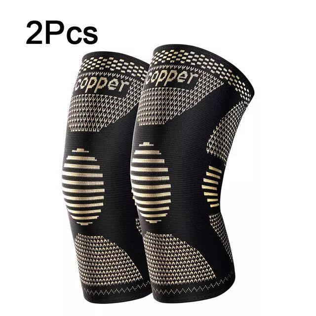 2pcs Copper Knee Sleeves Compression Brace Support Sport Joint Injury Pain Gym+