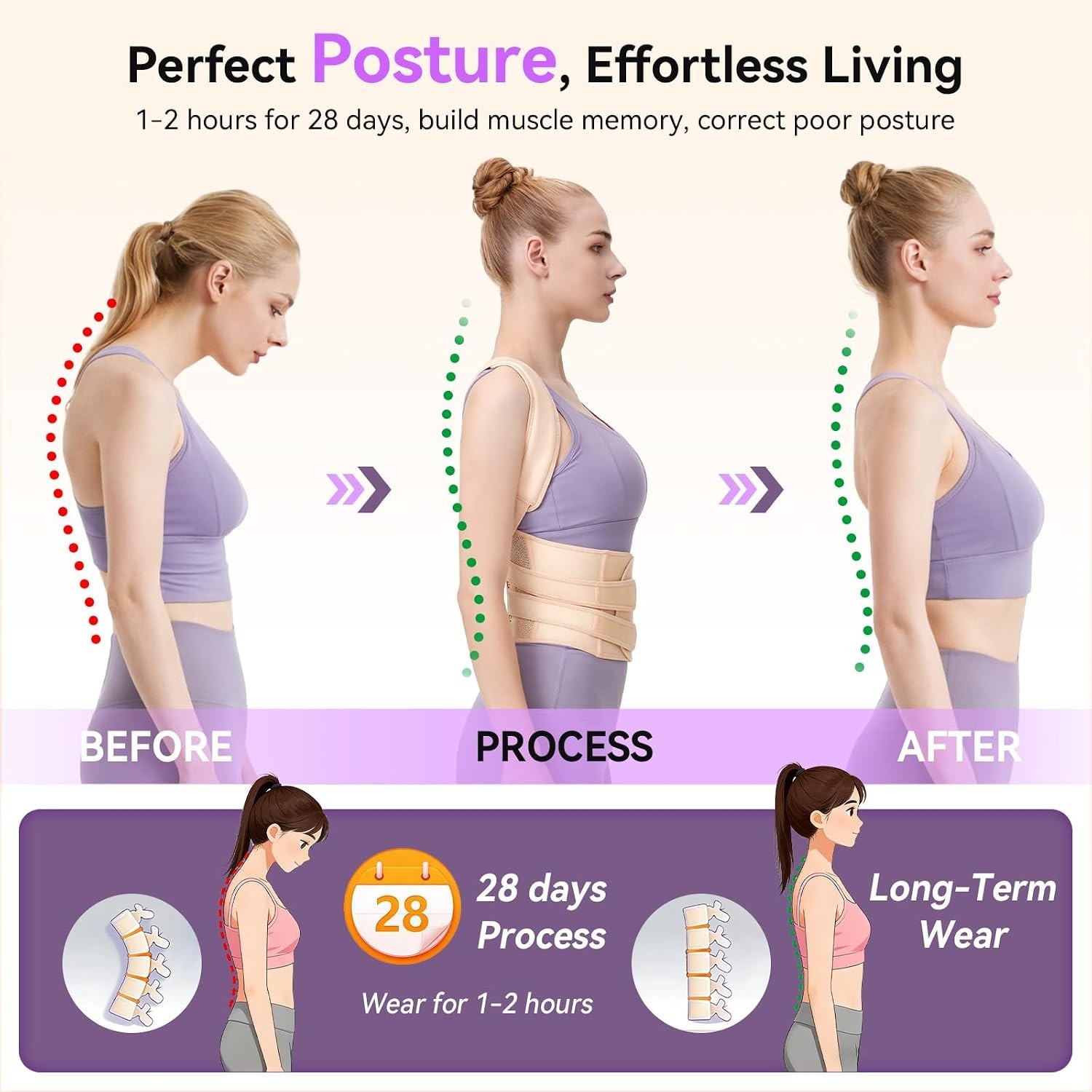Adjustable Posture Corrector Back Straightener Support Shoulder Brace Men Women