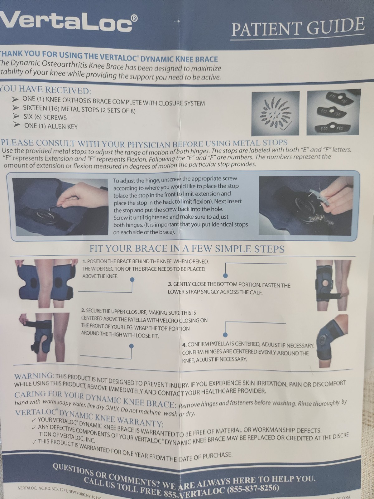 Vertaloc Dynamic Knee Brace Size Medium USD601DKB