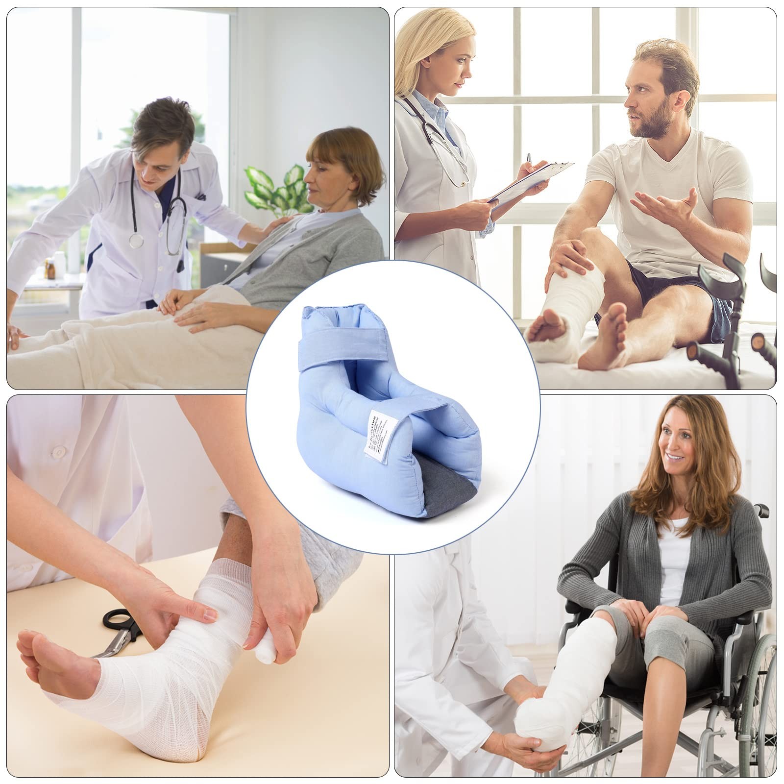 EZ Assistive Heel Protectors for Pressure Sores Adjustable Soft Cotton Blue